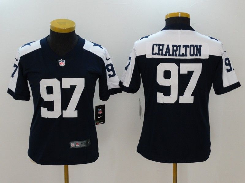 Dallas Cowboys #97 CHARLTON Dark Blue Women NFL Jersey
