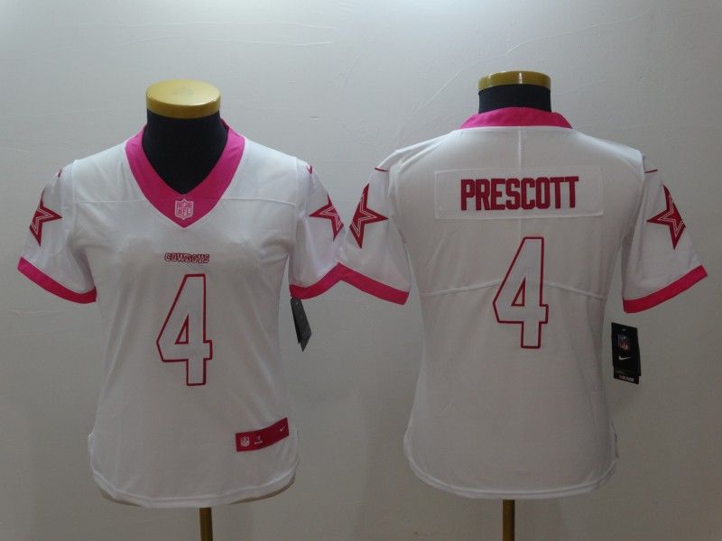 Dallas Cowboys #4 PRESCOTT White Fashion Women NFL Jersey