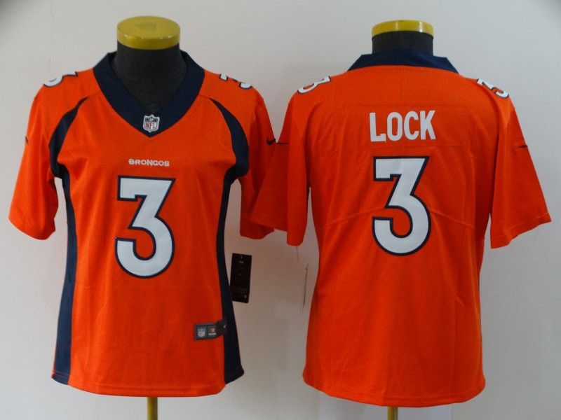 Denver Broncos #3 LOCK Orange Women NFL Jersey