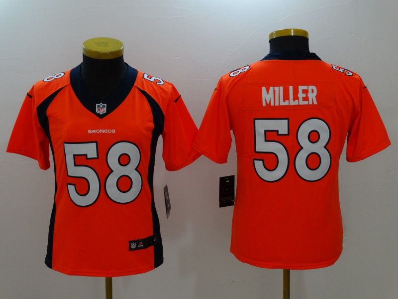 Denver Broncos #58 MILLER Orange Women NFL Jersey