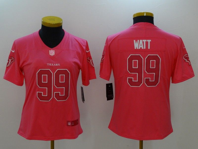 Houston Texans #99 WATT Pink Fashion Women NFL Jersey