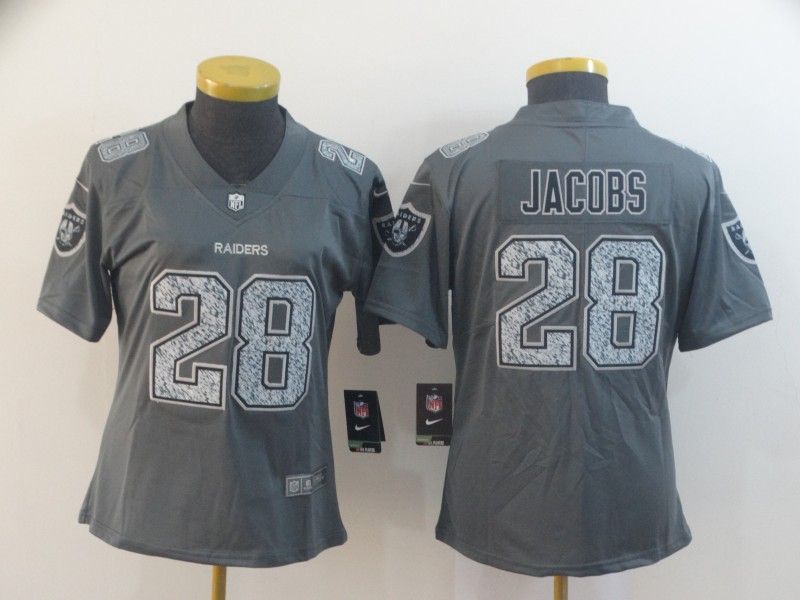 Las Vegas Raiders #28 JACOBS Grey Fashion Women NFL Jersey