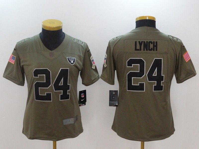 Las Vegas Raiders #24 LYNCH Olive Salute To Service Women NFL Jersey