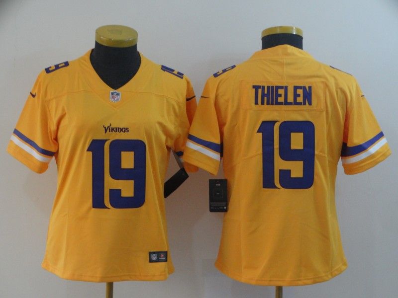 Minnesota Vikings #19 THIELEN Yellow Inverted Legend Women NFL Jersey