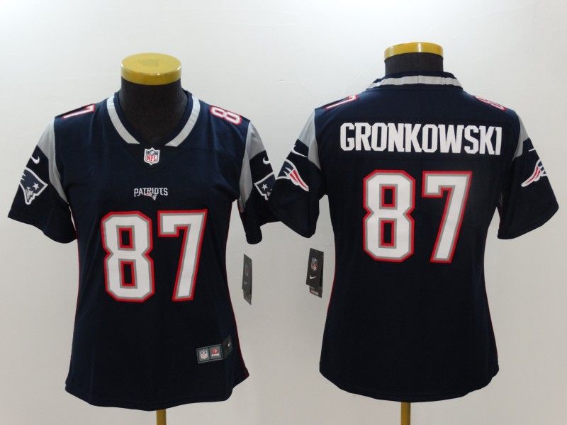 New England Patriots #87 GRONKOWSKI Dark Blue Women NFL Jersey