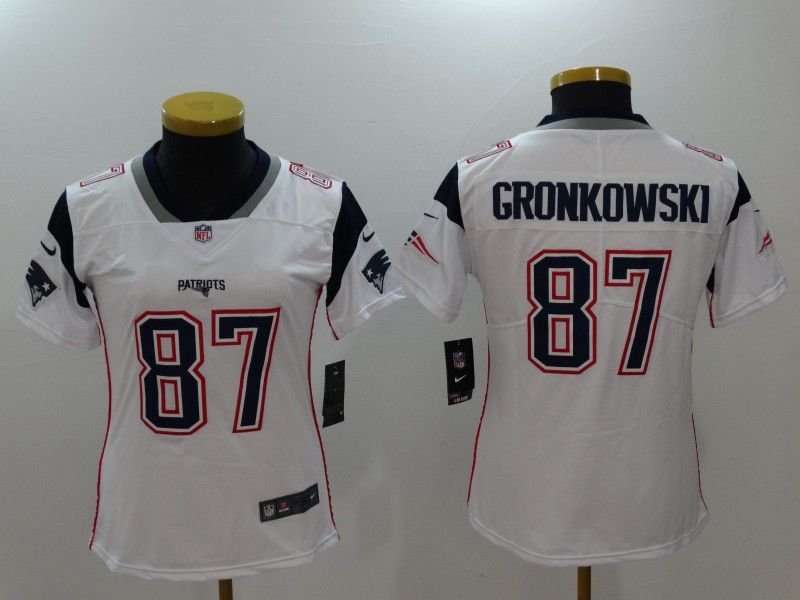 New England Patriots #87 GRONKOWSKI White Women NFL Jersey