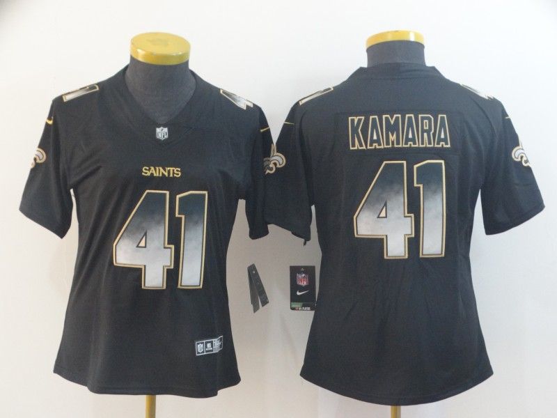 New Orleans Saints #41 KAMARA Black Smoke Fashion Women NFL Jersey