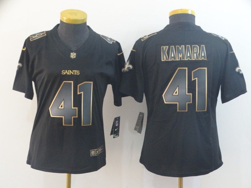 New Orleans Saints #41 KAMARA Black Gold Vapor Limited Women NFL Jersey