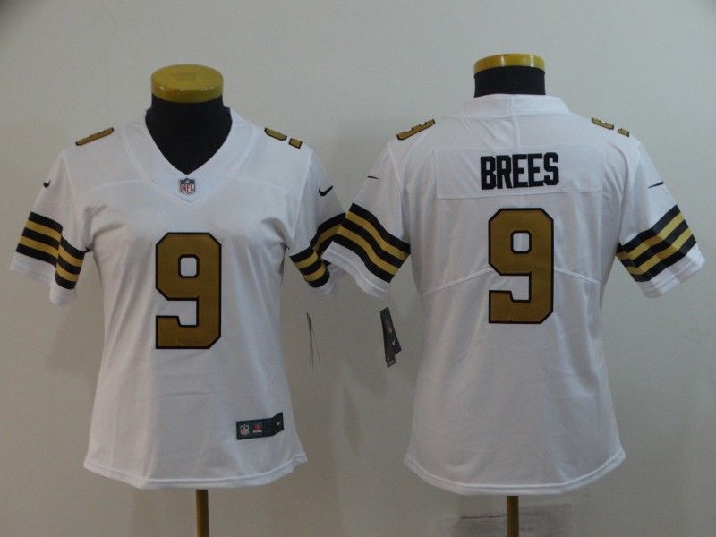 New Orleans Saints #9 BREES White Women NFL Jersey