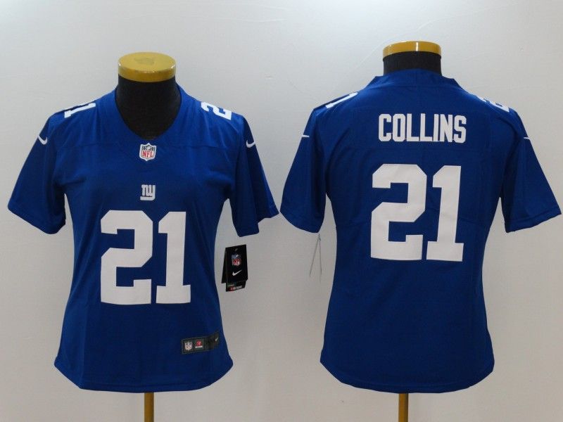 New York Giants #21 COLLINS Blue Women NFL Jersey
