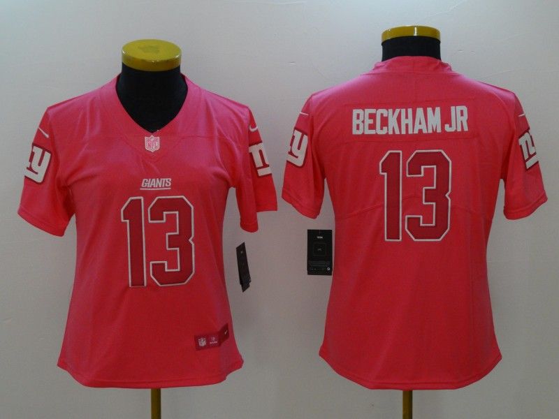 New York Giants #13 BECKHAM JR Pink Fashion Women NFL Jersey