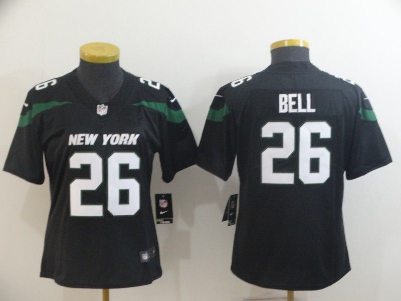 New York Jets #26 BELL Black Women NFL Jersey