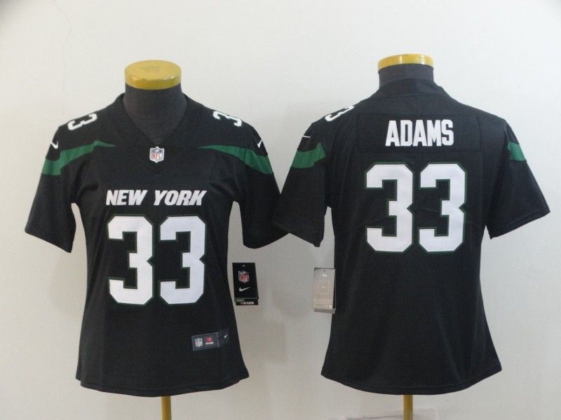 New York Jets #33 ADAMS Black Women NFL Jersey