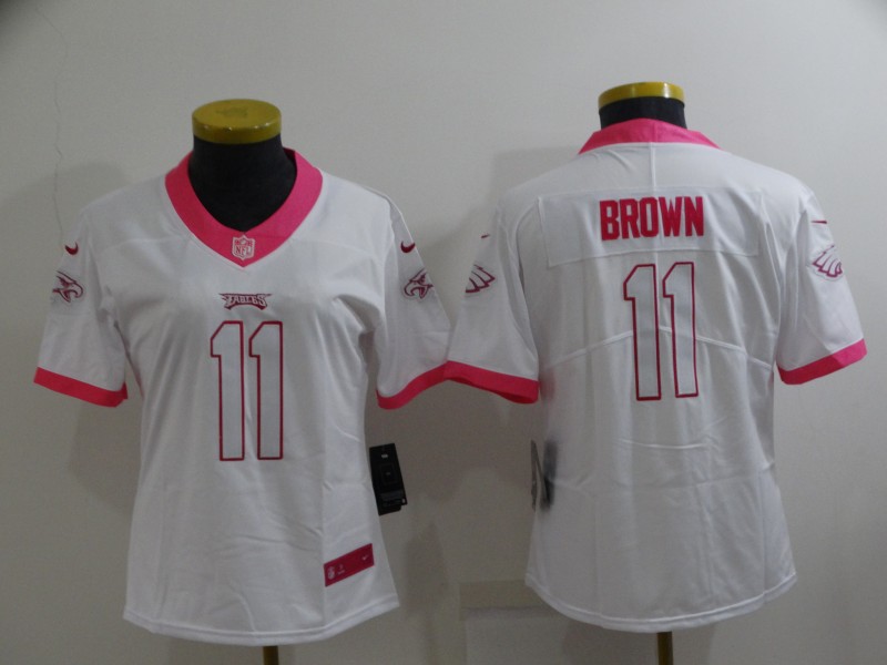 Philadelphia Eagles White #11 BROWN Smoke Fashion Women NFL Jersey