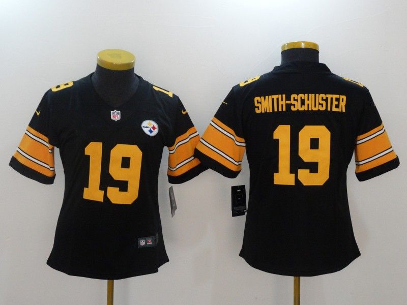 Pittsburgh Steelers #19 SMITH-SCHUSTER Black Women NFL Jersey 03
