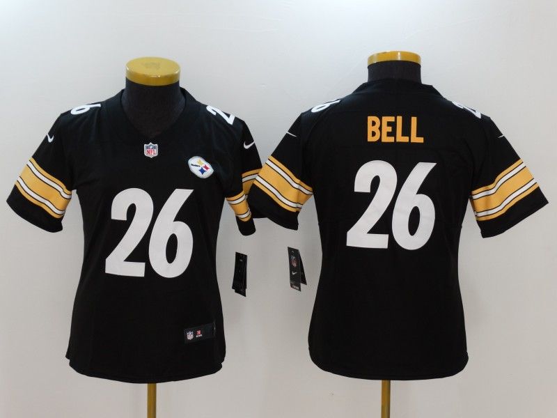 Pittsburgh Steelers #26 BELL Black Women NFL Jersey