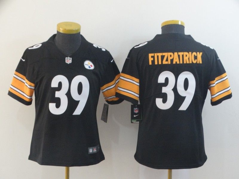 Pittsburgh Steelers #39 FITZPATRICK Black Women NFL Jersey 02