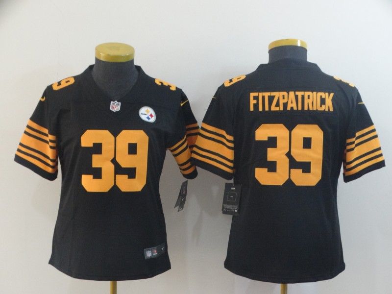Pittsburgh Steelers #39 FITZPATRICK Black Women NFL Jersey 03