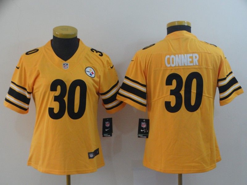 Pittsburgh Steelers #30 CONNER Yellow Inverted Legend Women NFL Jersey