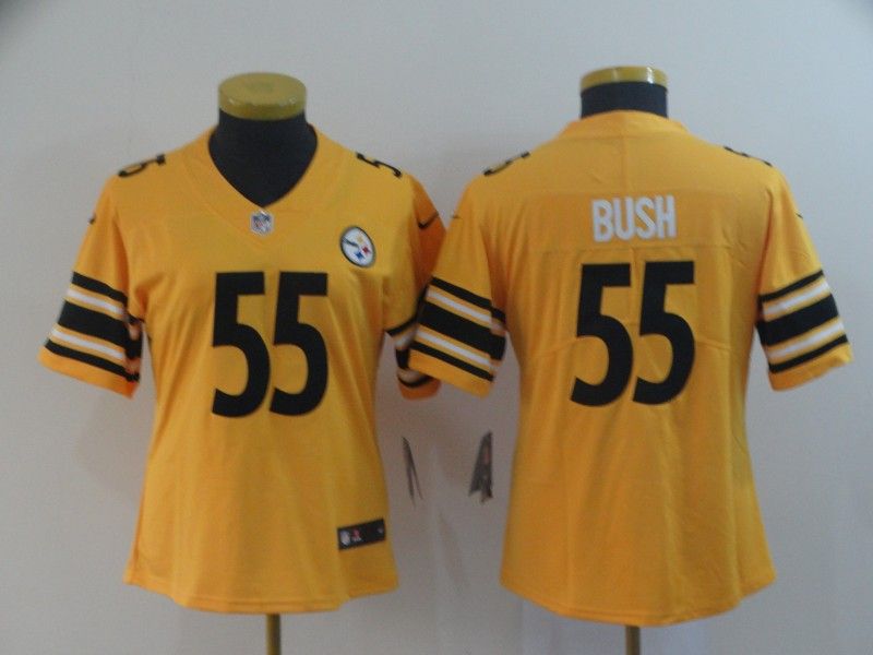 Pittsburgh Steelers #55 BUSH Yellow Inverted Legend Women NFL Jersey