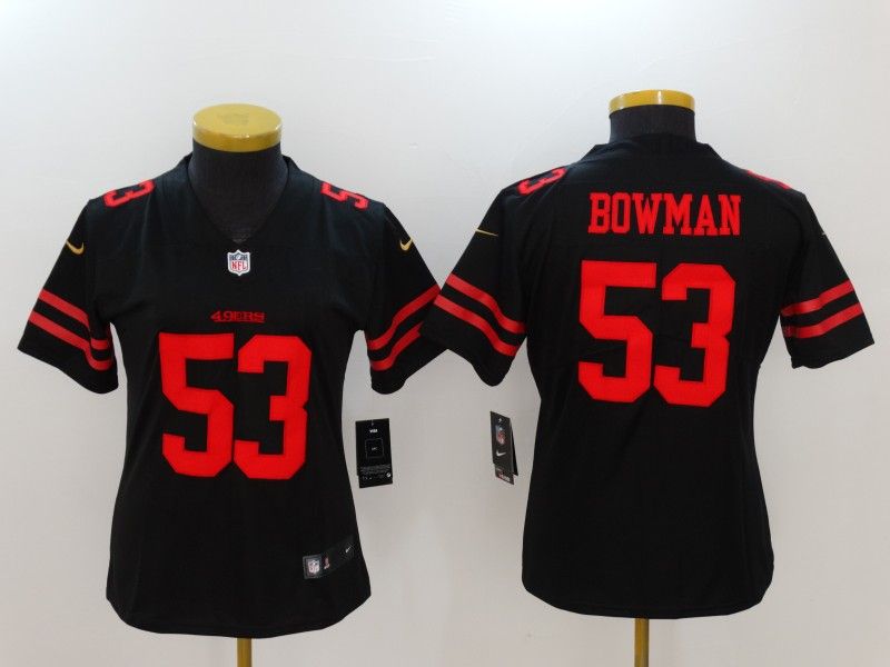 San Francisco 49ers #53 BOWMAN Black Women NFL Jersey