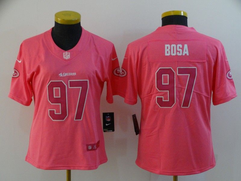 San Francisco 49ers #97 BOSA Pink Fashion Women NFL Jersey