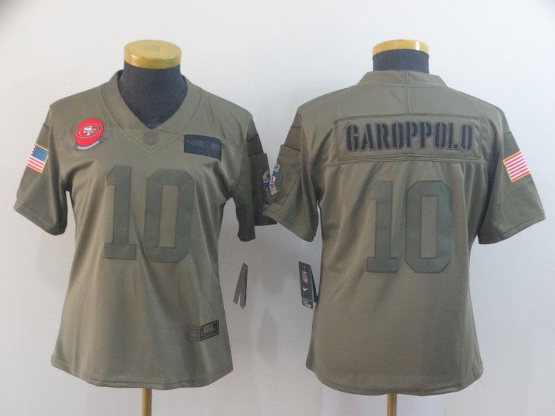 San Francisco 49ers #10 GAROPPOLO Olive Salute To Service Women NFL Jersey