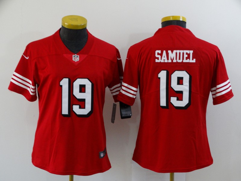 San Francisco 49ers Red #19 SAMUEL Women NFL Jersey 02