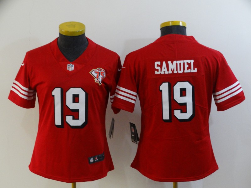 San Francisco 49ers Red #19 SAMUEL Women NFL Jersey 03