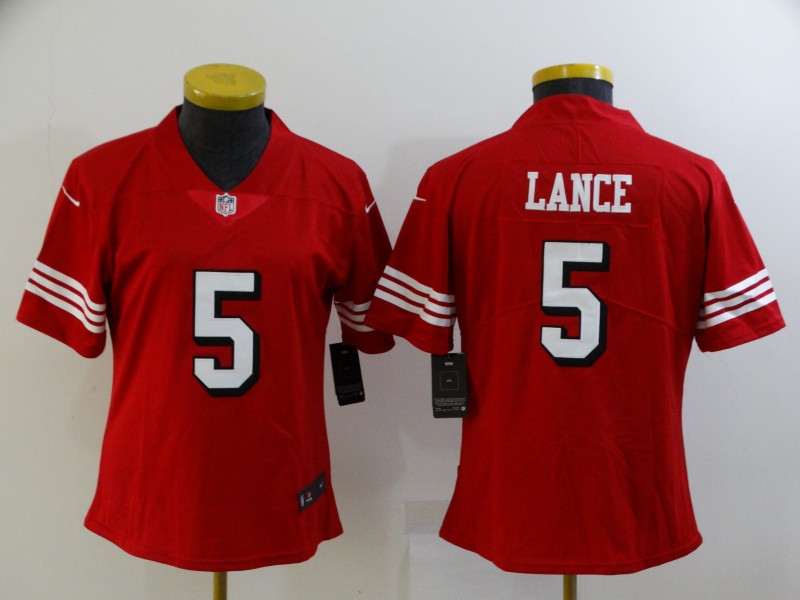 San Francisco 49ers Red #5 LANCE Women NFL Jersey
