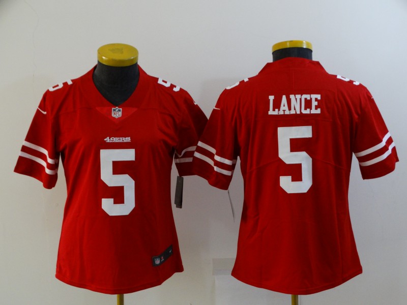 San Francisco 49ers Red #5 LANCE Women NFL Jersey 02