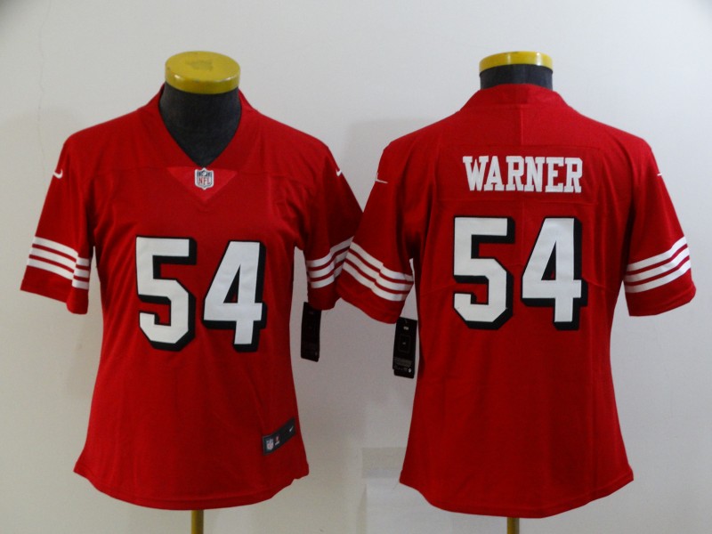 San Francisco 49ers Red #54 WARNER Women NFL Jersey
