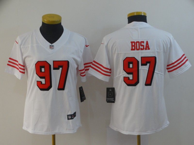 San Francisco 49ers #97 BOSA White Women NFL Jersey 02