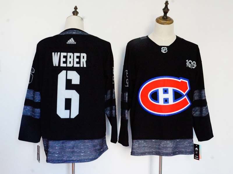 Montreal Canadiens Black #6 WEBEP 100th Anniversary NHL Jersey