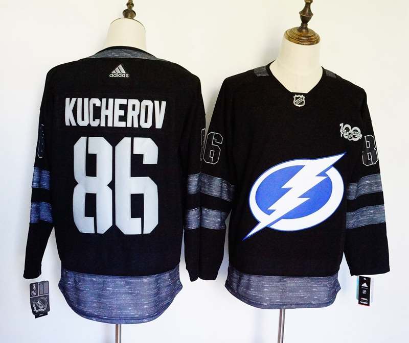 Tampa Bay Lightning Black #86 KUCHEROV 100th Anniversary NHL Jersey