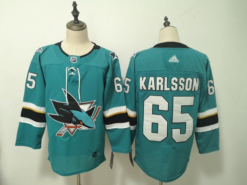 San Jose Sharks Blue #65 KARLSSON NHL Jersey