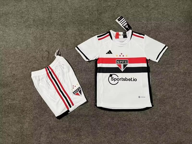 Kids Sao Paulo 2023 Home Soccer Jersey And Shorts