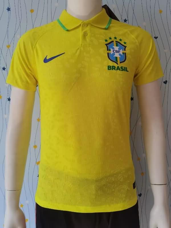 AAA Quality Brazil 2022/23 Yellow Polo Soccer T-Shirt (Player)