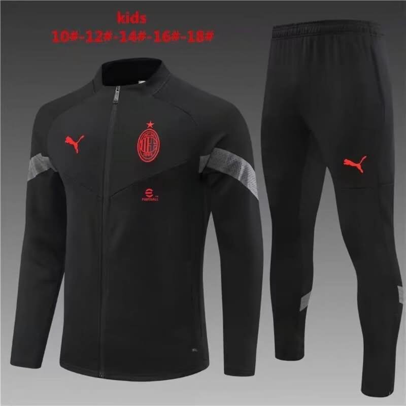 Kids AAA Quality AC Milan 22/23 Black Soccer Tracksuit