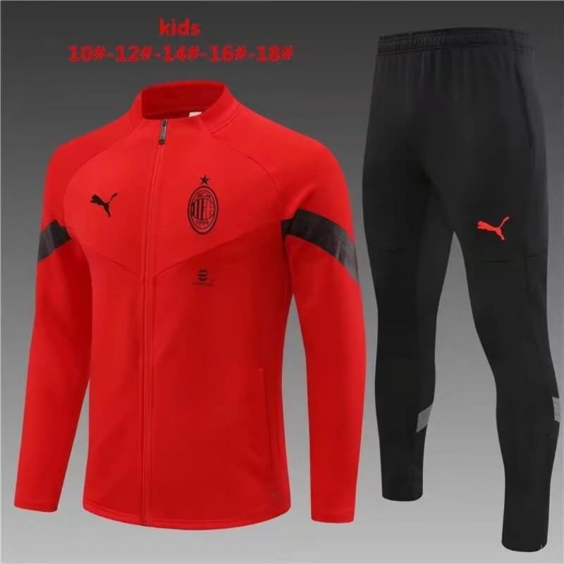 Kids AAA Quality AC Milan 22/23 Red Soccer Tracksuit 02
