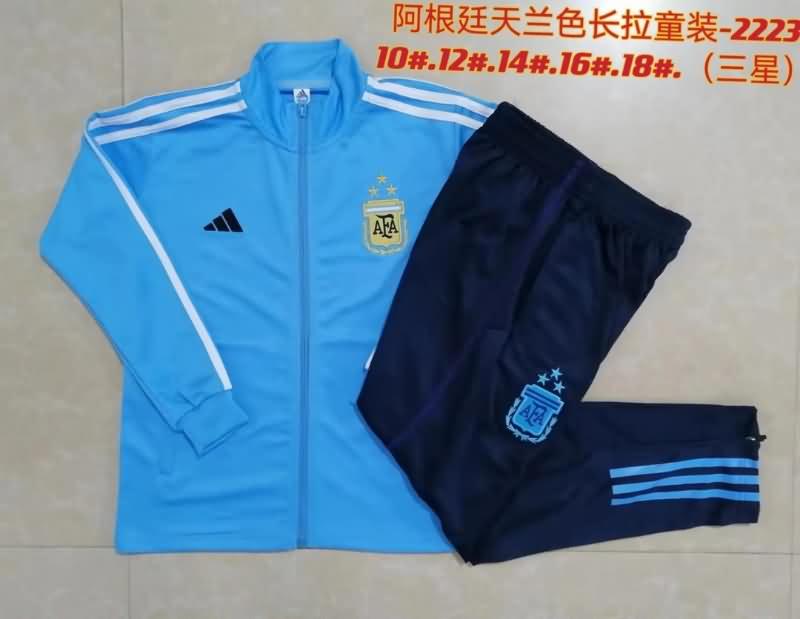 Kids AAA Quality Argentina 2022 Blue Soccer Tracksuit 04