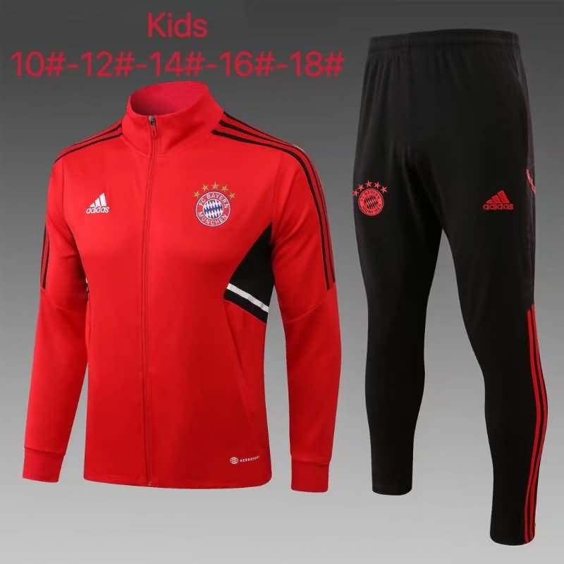 Kids AAA Quality Bayern Munich 22/23 Red Soccer Tracksuit 02