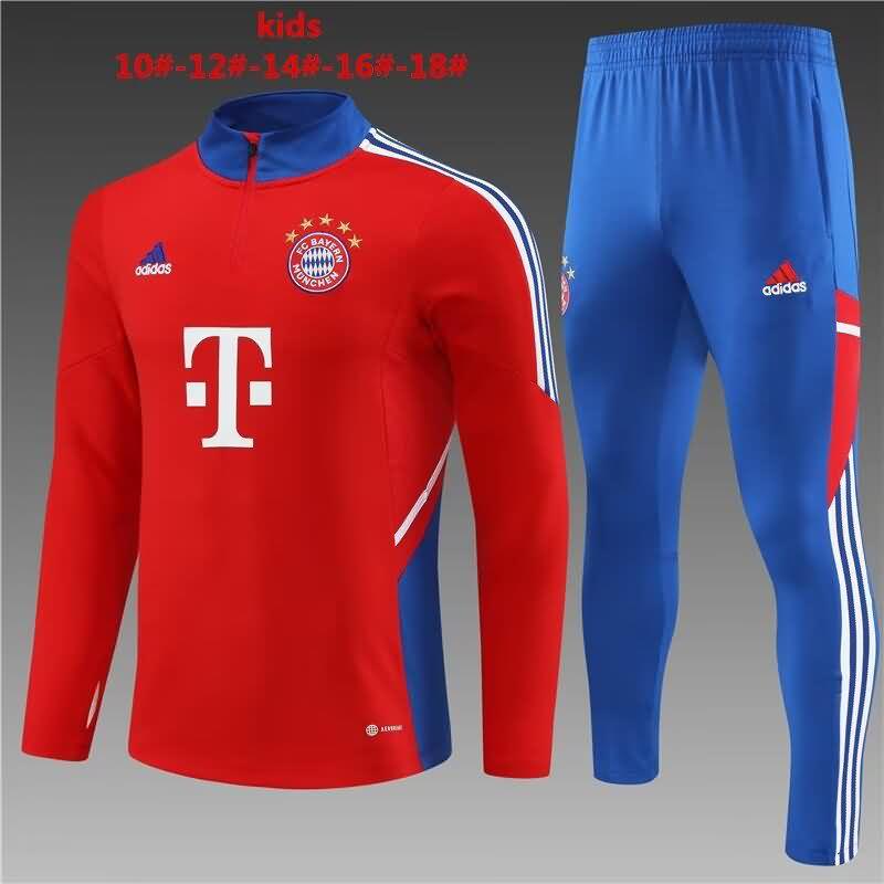 Kids AAA Quality Bayern Munich 22/23 Red Soccer Tracksuit 03