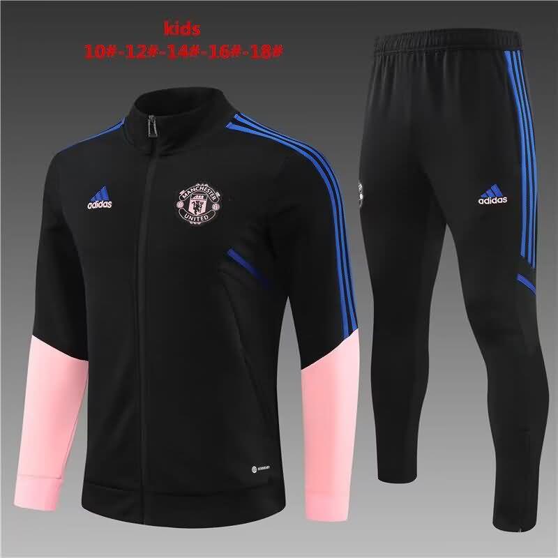 Kids AAA Quality Manchester United 22/23 Black Soccer Tracksuit 09
