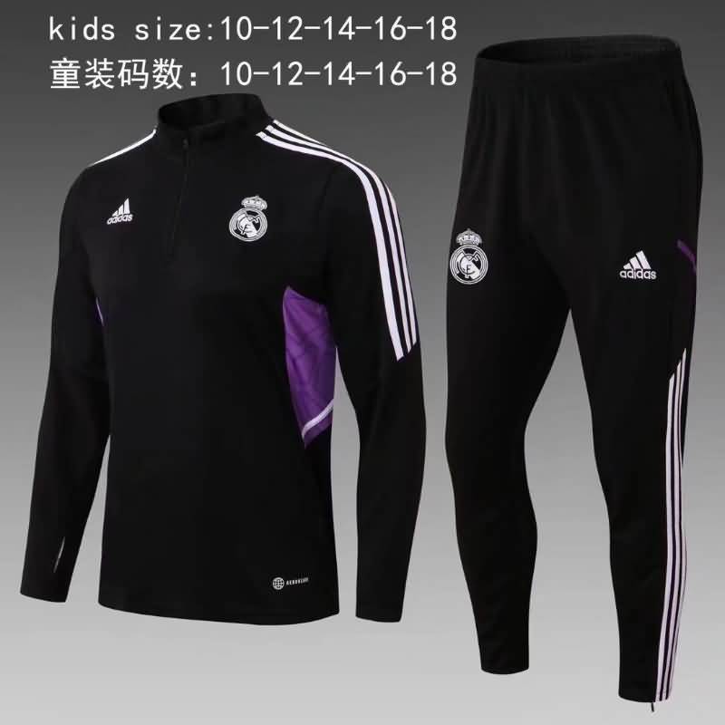 Kids AAA Quality Real Madrid 22/23 Black Soccer Tracksuit