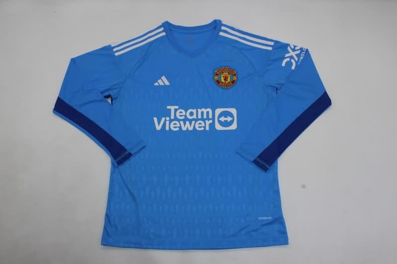 AAA Quality Manchester United 23/24 Goalkeeper Blue Long Sleeve Soccer Jersey