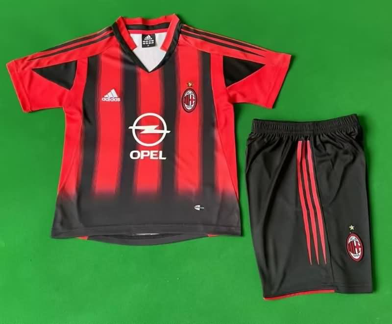 Kids AC Milan 2004/05 Home Soccer Jersey And Shorts