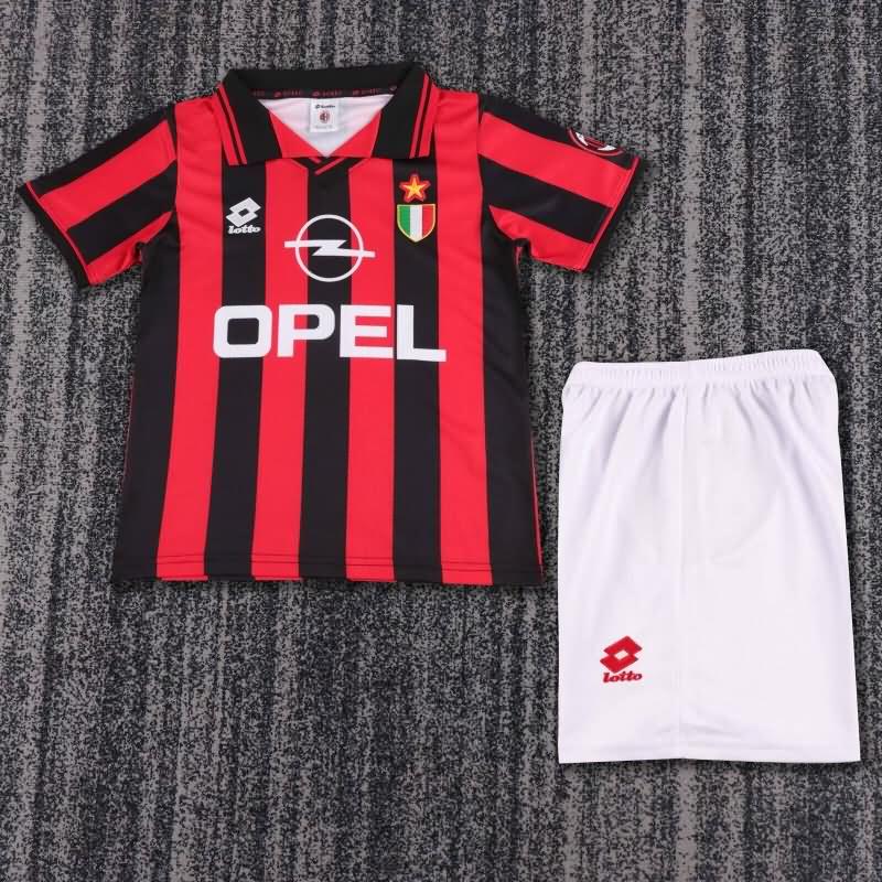 Kids AC Milan 1996/97 Home Soccer Jersey And Shorts