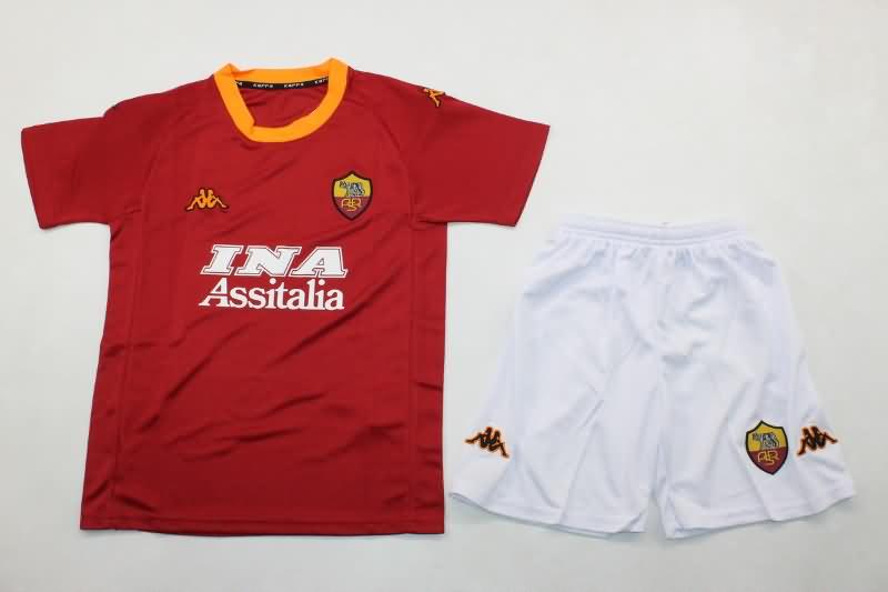 Kids AS Roma 2000/01 Home Soccer Jersey And Shorts