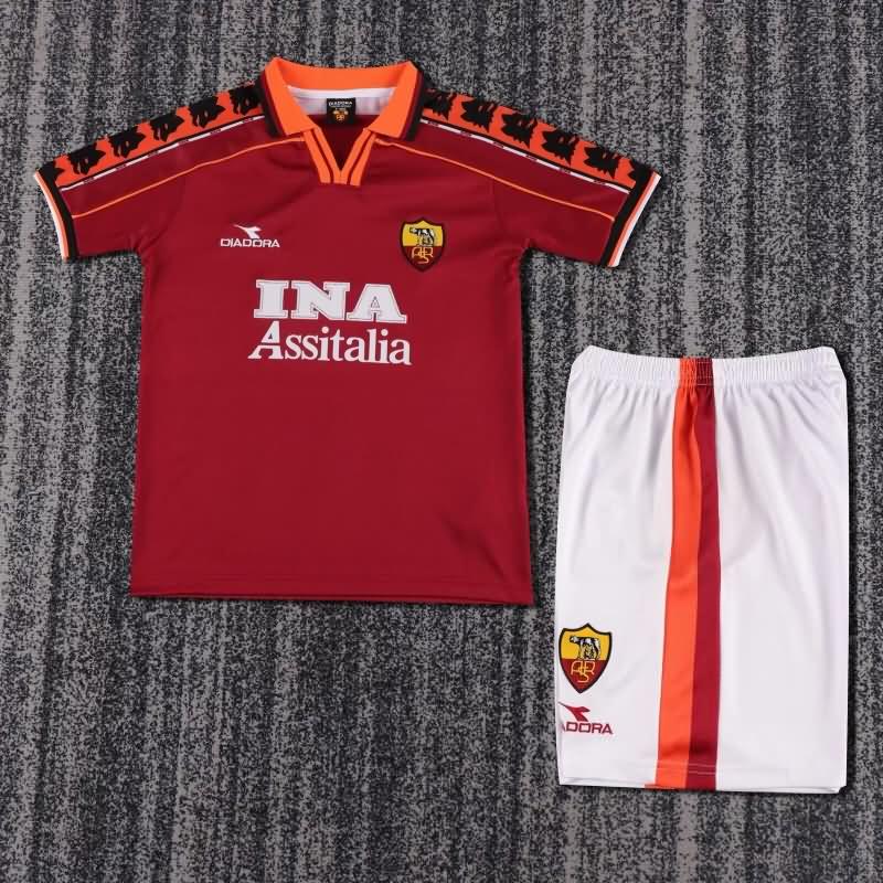 Kids AS Roma 1998/99 Home Soccer Jersey And Shorts